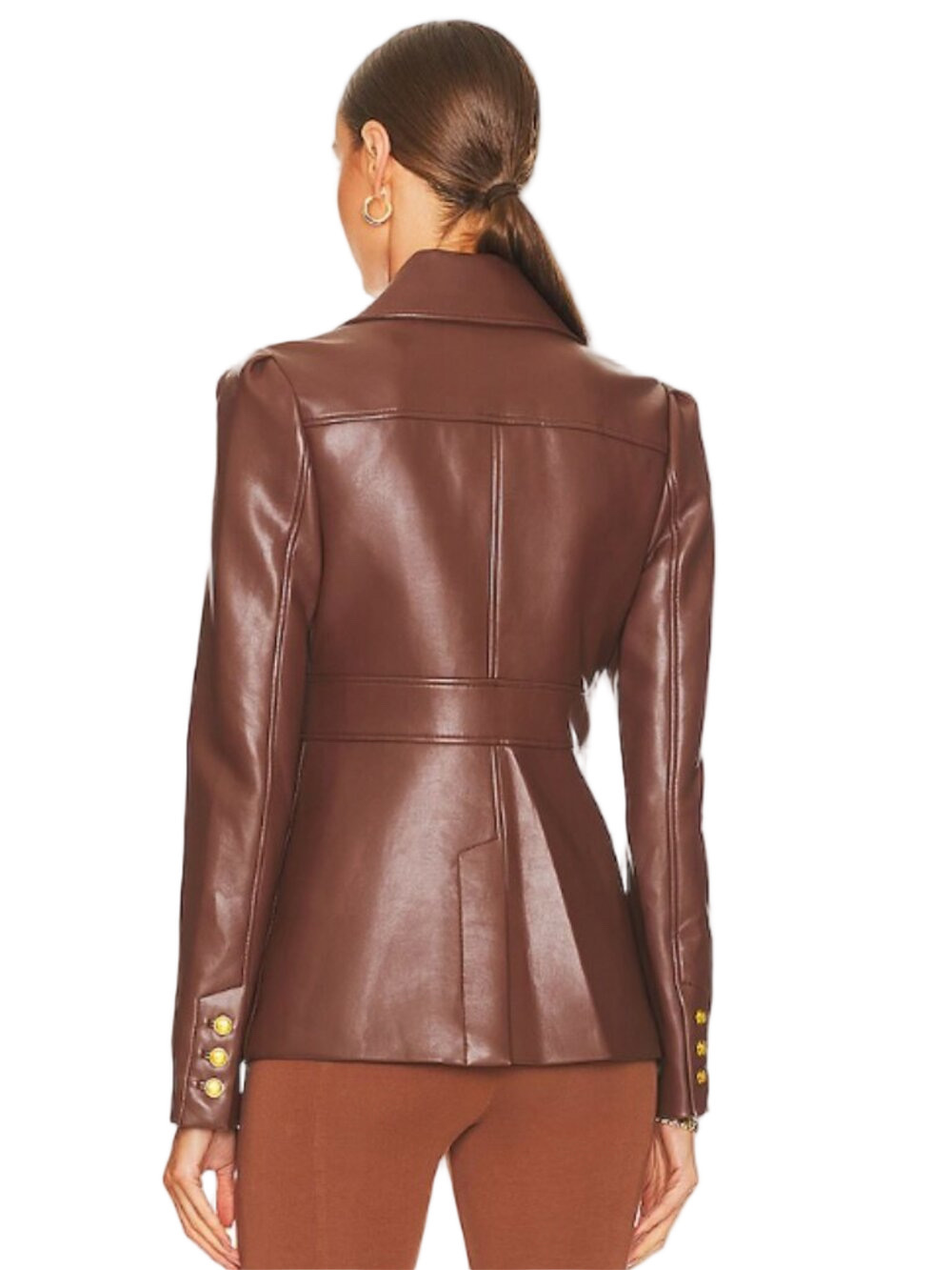A.L.C. Amelia Jacket Caffe Faux Leather Blazer Size 2 - Picture 2 of 12